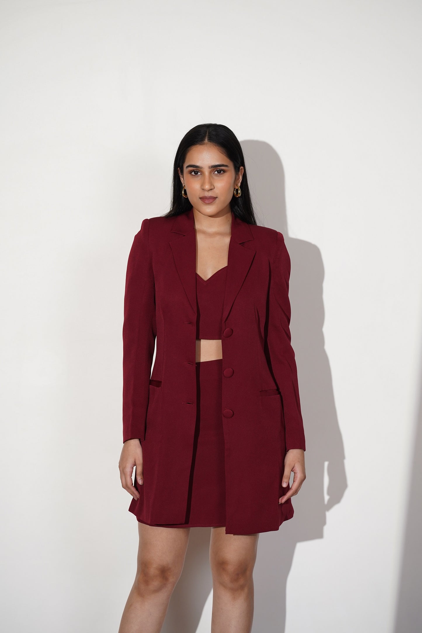 TAILORED MAROON BLAZER SET