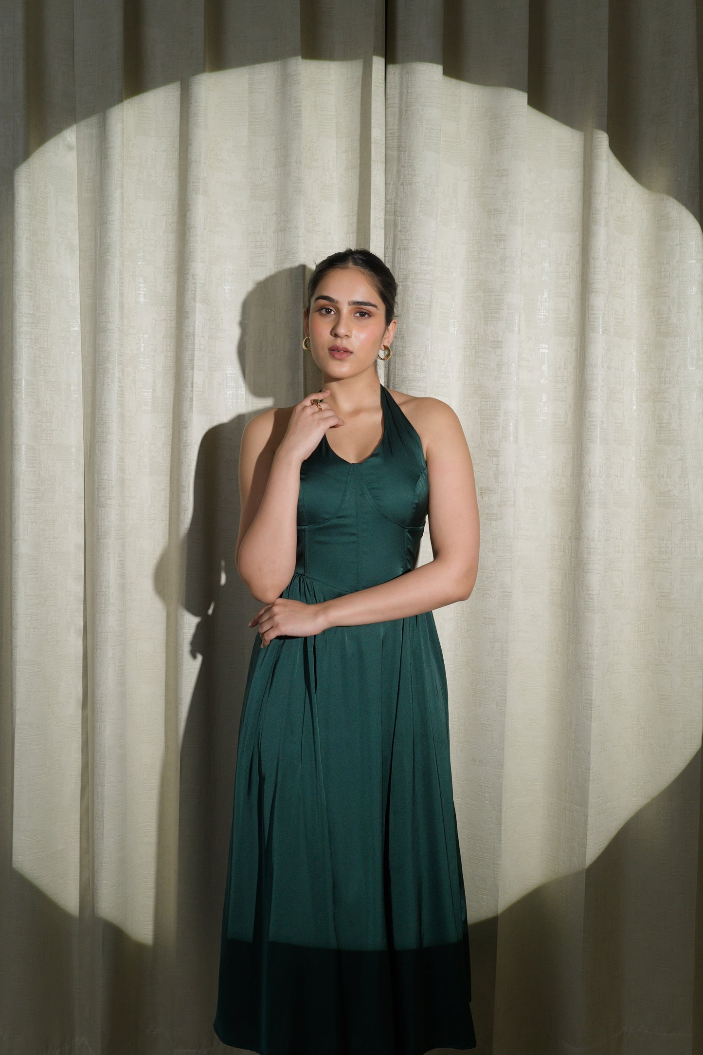 QUEENLY BLISS -  LUXURIOUS DARK GREEN CORSET DRESS