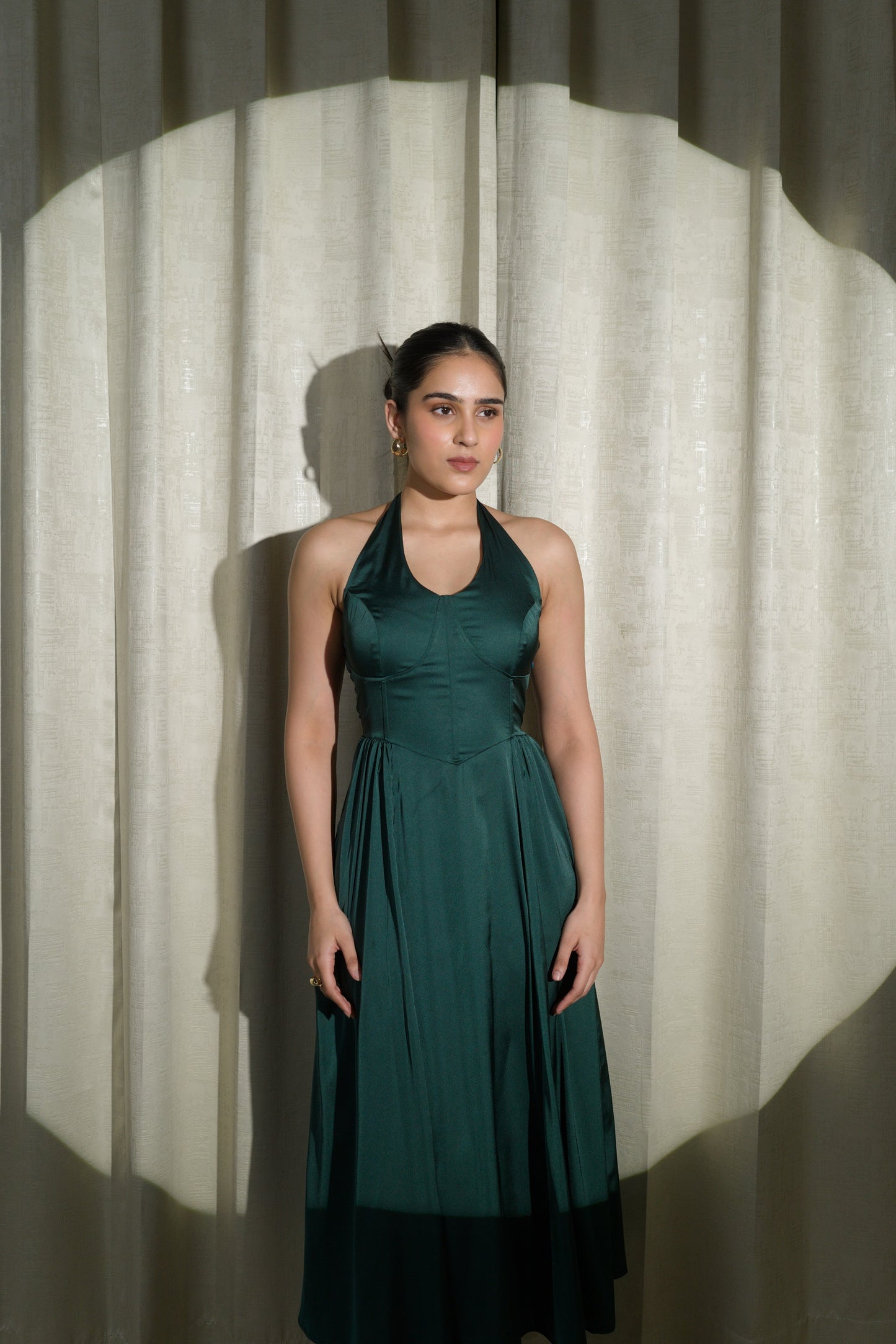 QUEENLY BLISS -  LUXURIOUS DARK GREEN CORSET DRESS