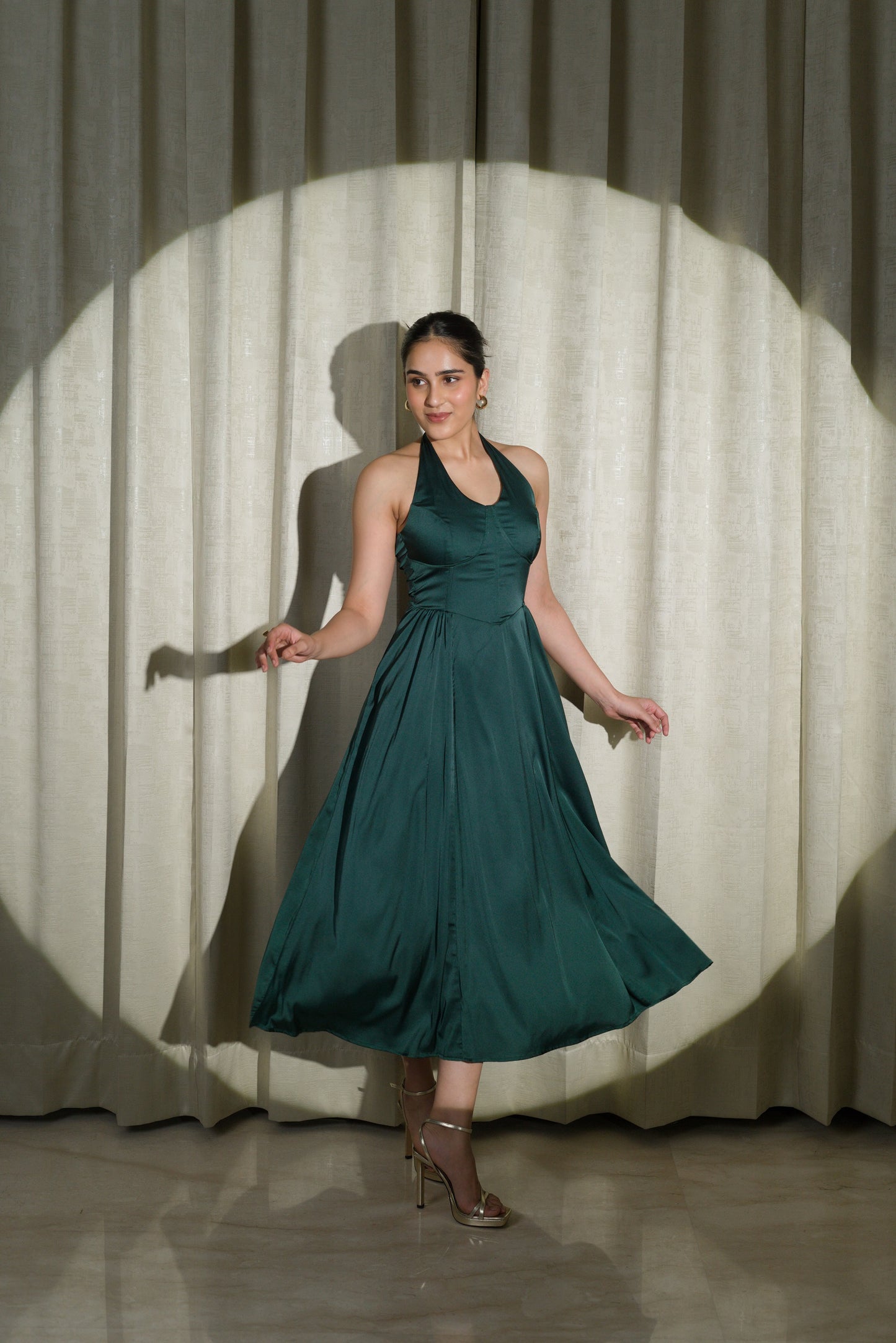 QUEENLY BLISS -  LUXURIOUS DARK GREEN CORSET DRESS