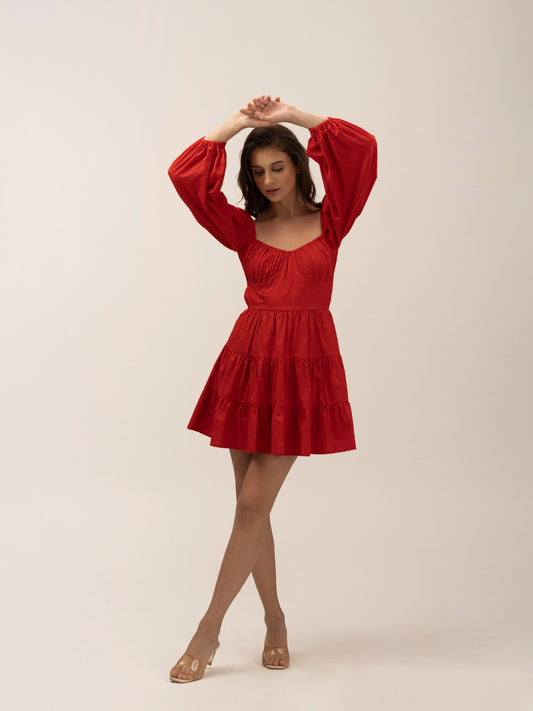 ROSE - 100% cotton Red dress