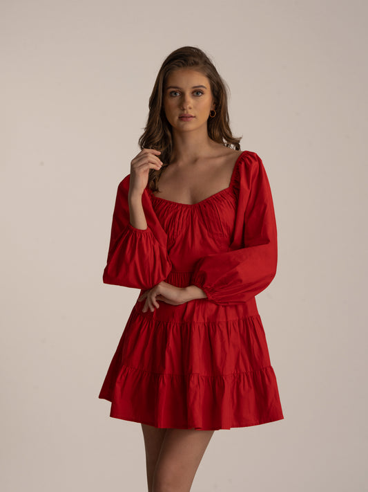 ROSE - 100% cotton Red dress