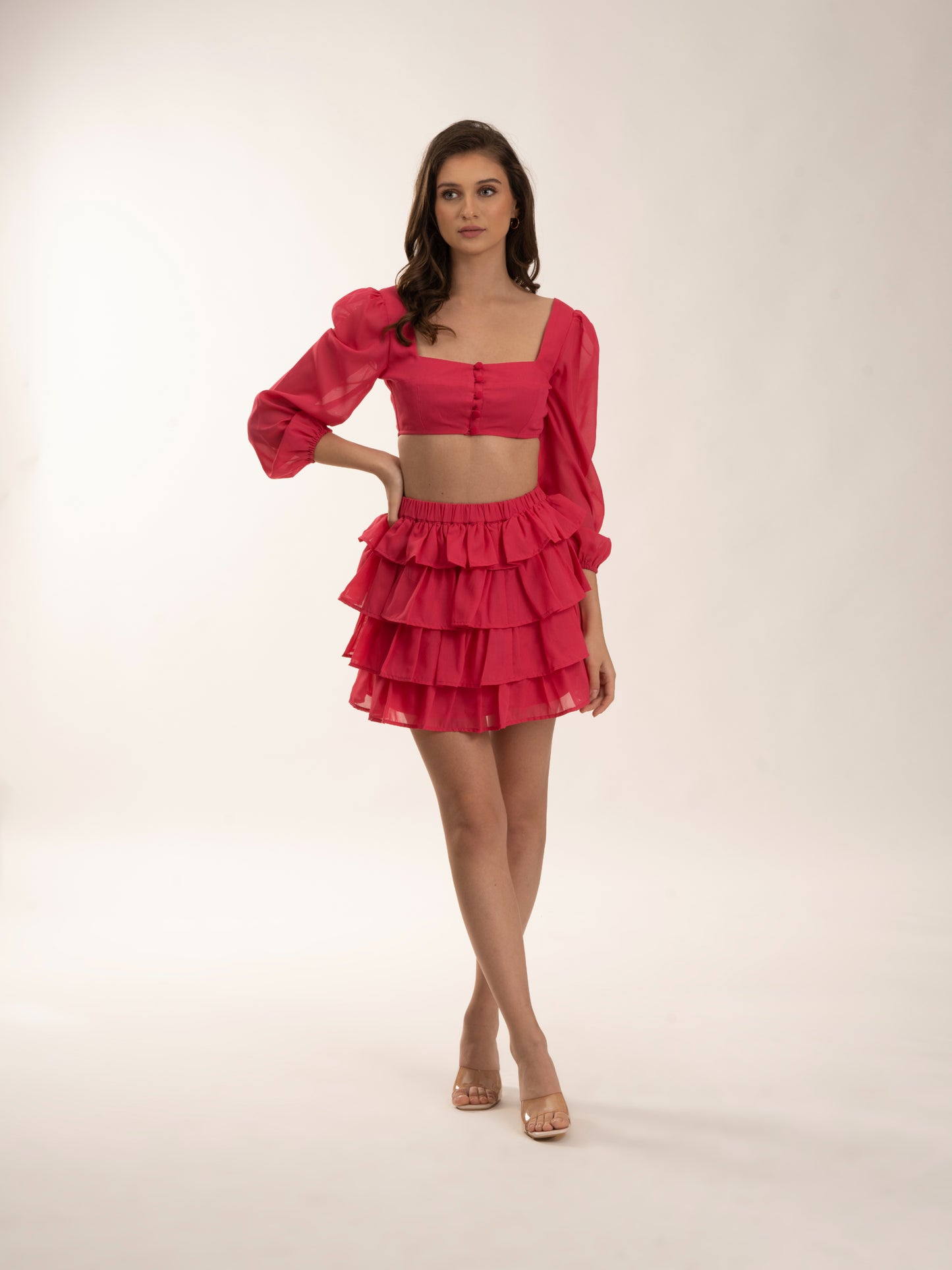 SECRET DESIRE - Crop top with a Ruffle skirt