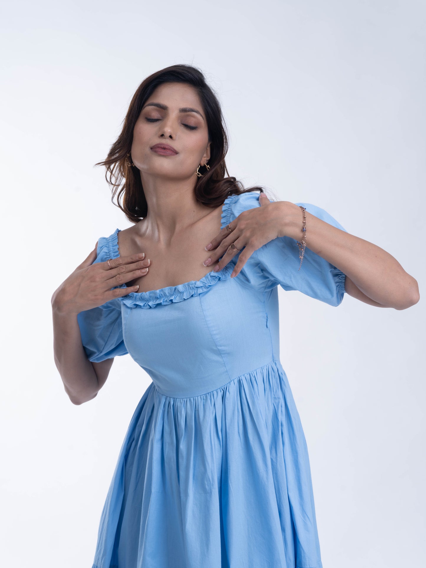 SEA BLUE - 100% cotton dress