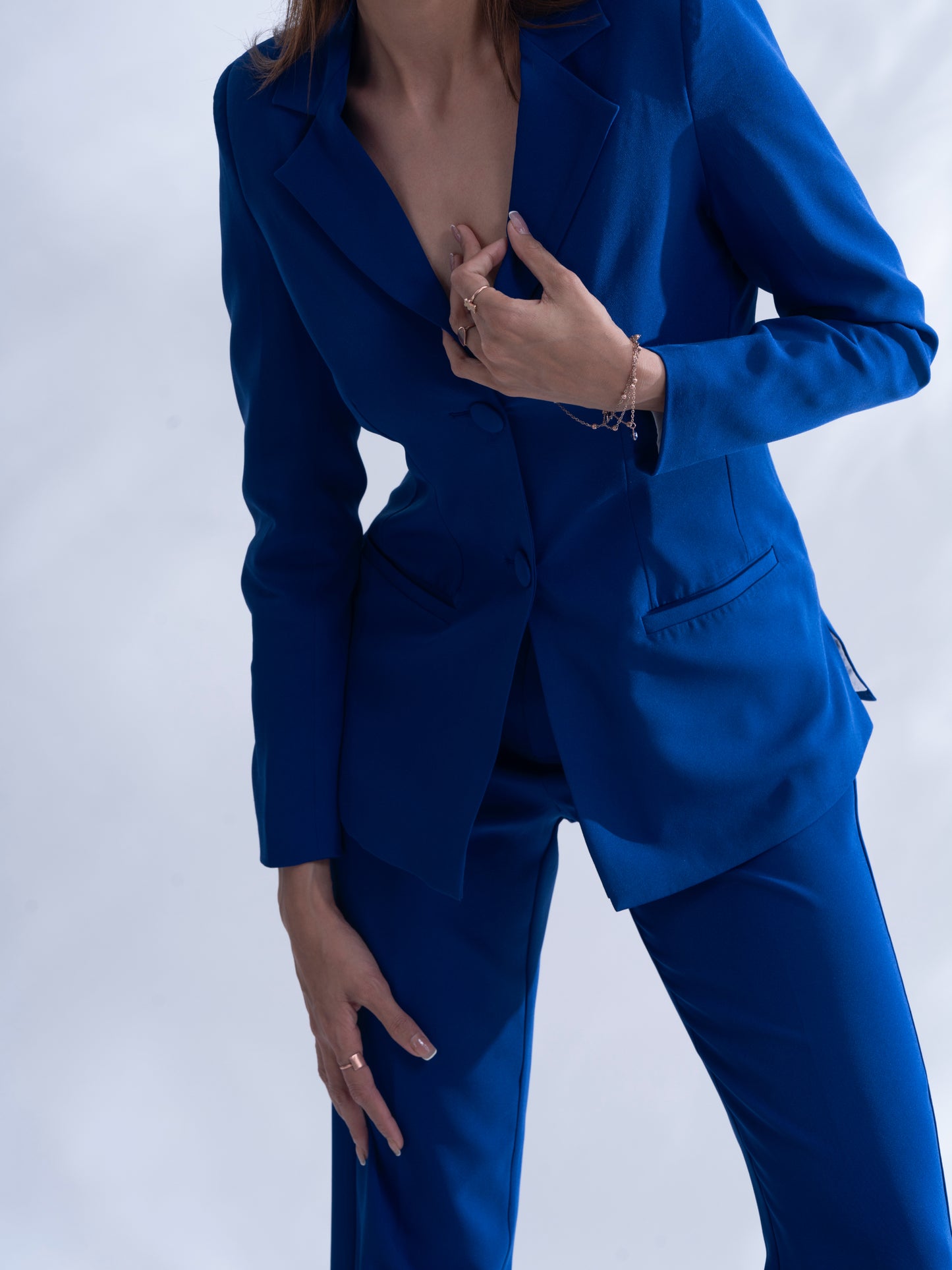 BOSS MAN - Royal blue blazer with straight pants (set)