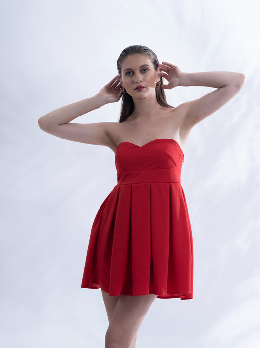 SHOWSTOPPER - Red detachable sleeve dress