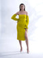 OBSESSED - Lime colour bodycon slit dress