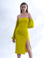 OBSESSED - Lime colour bodycon slit dress
