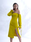 OBSESSED - Lime colour bodycon slit dress