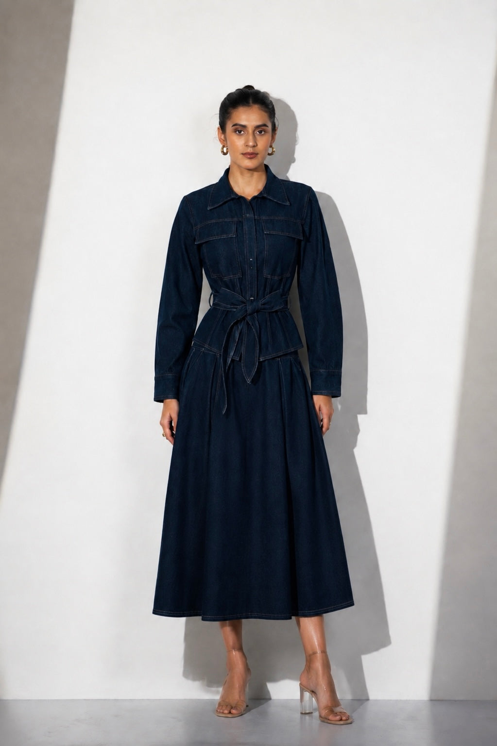 Denim Jacket and Flared Skirt Co-Ord Set