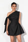 Black One-Shoulder Bow Mini Dress