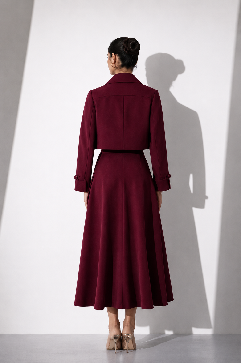 Brown Structured Midi Dress