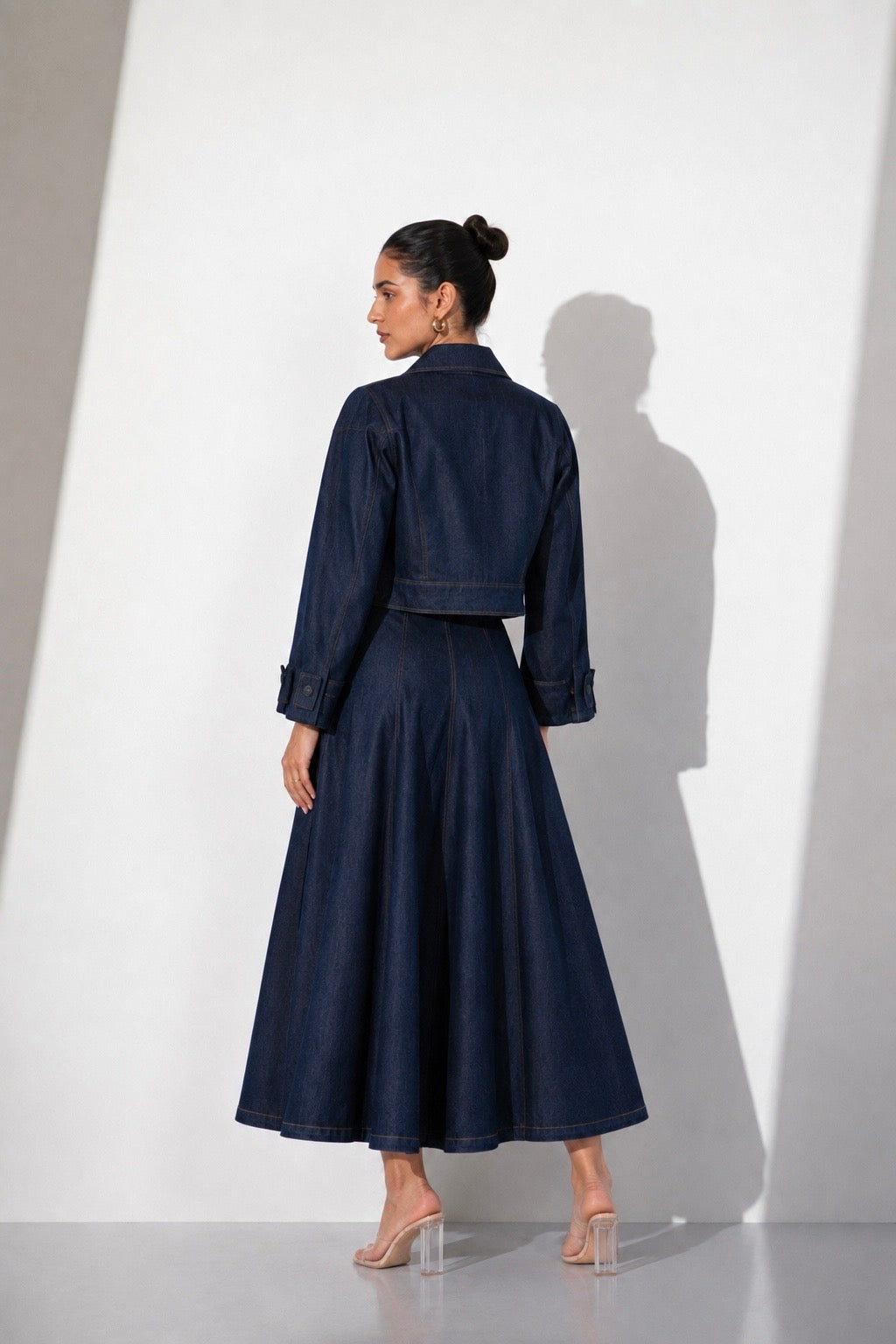Denim Structured Midi Dress
