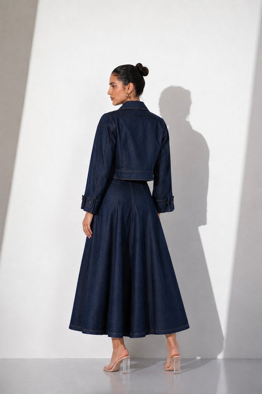 Denim Structured Midi Dress
