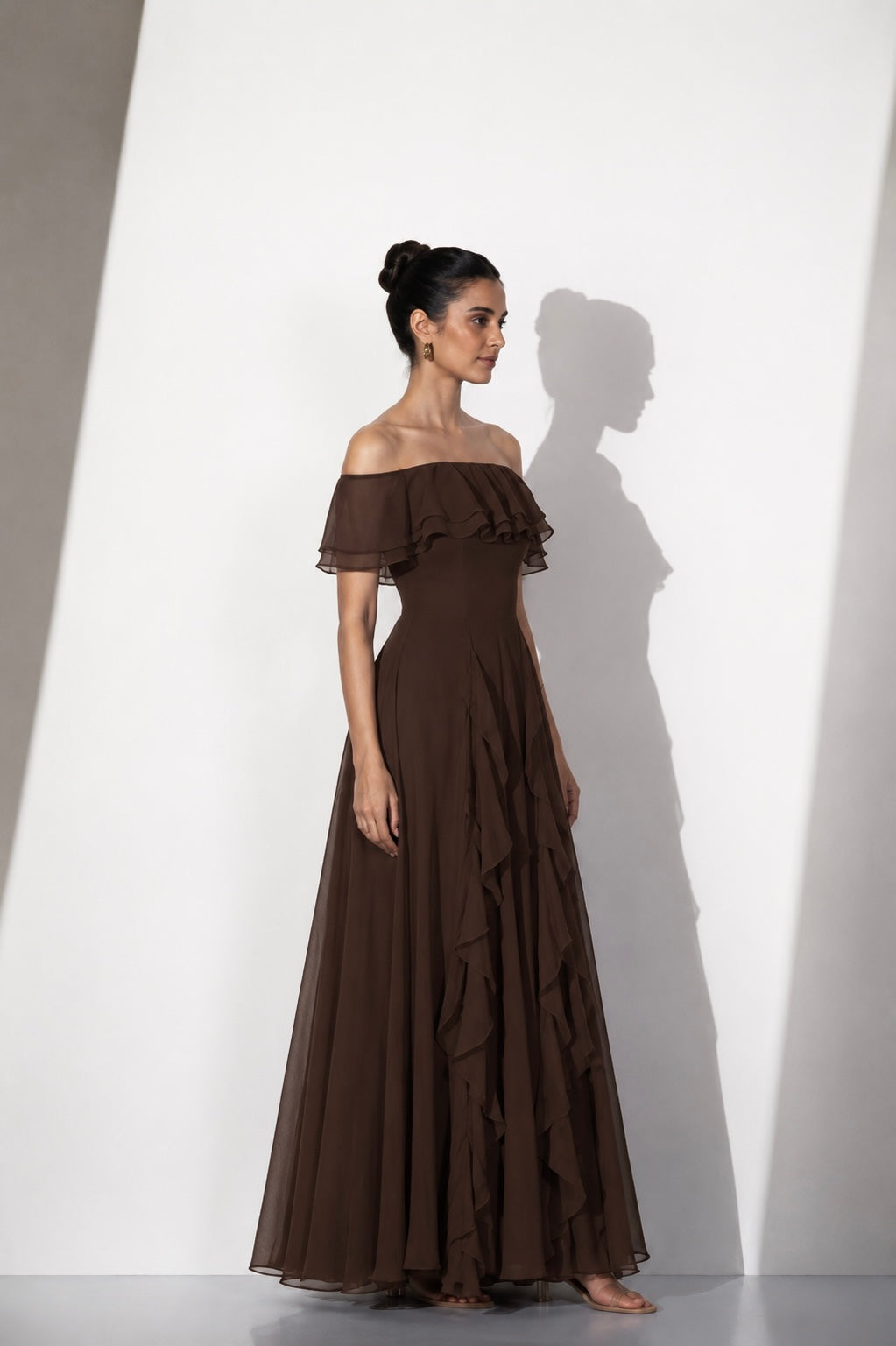 Crimson Romance Brown Georgette Gown