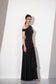 Black One-Shoulder Draped Maxi Dress