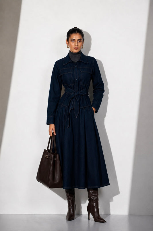 Denim Jacket and Flared Skirt Co-Ord Set