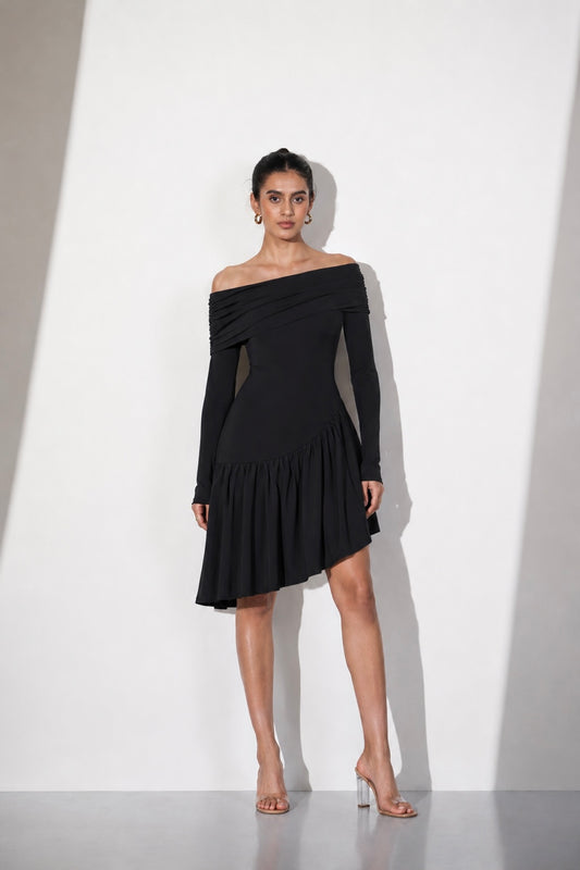 Midnight Drape Lycra Mini Dress
