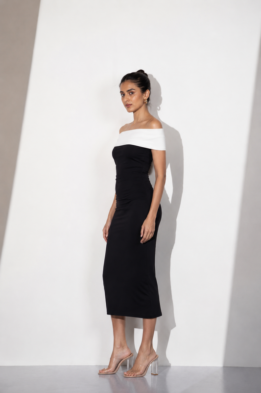 Contrast Luxe Midi Dress