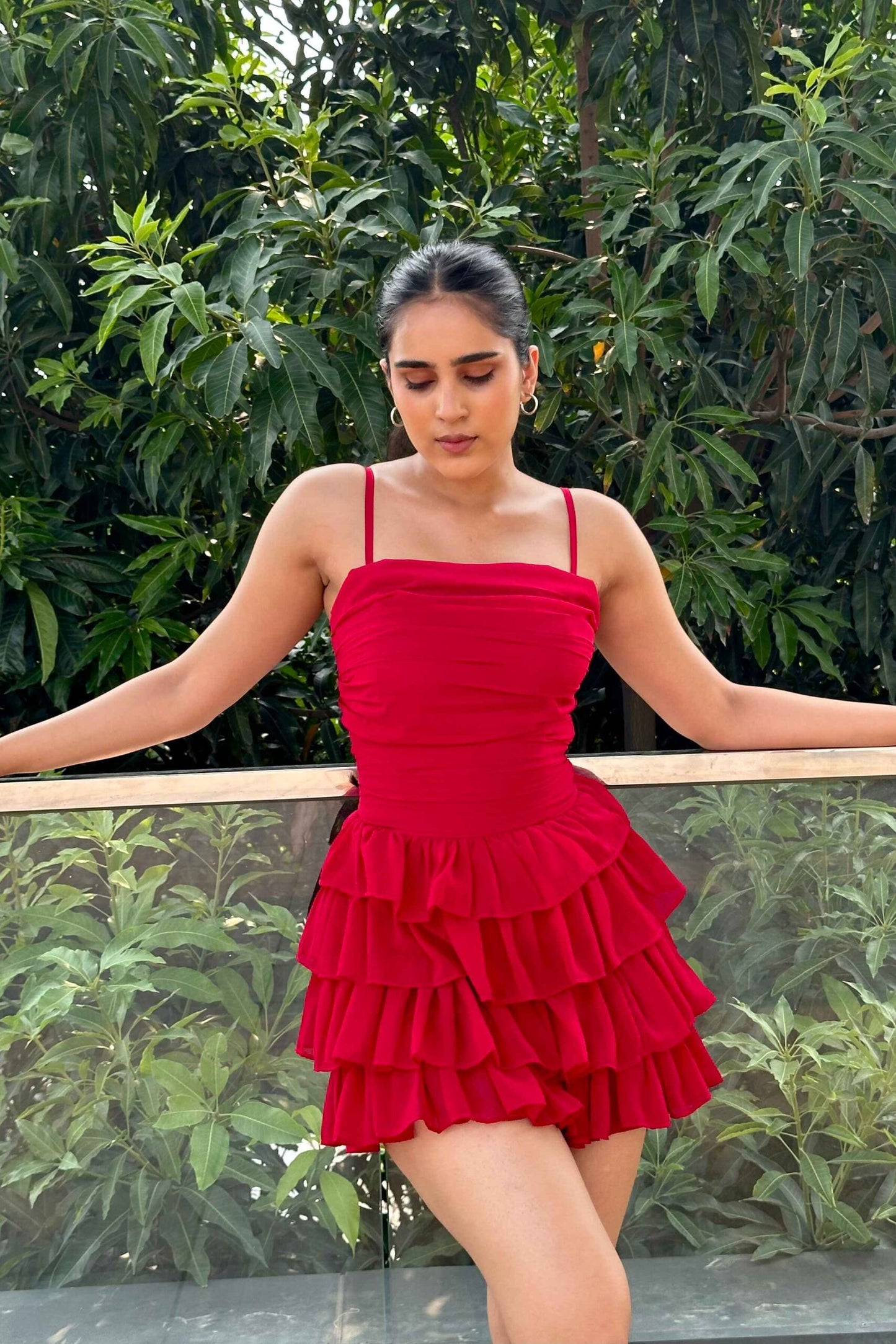 ROSE - Turkey Red Ruffle dress