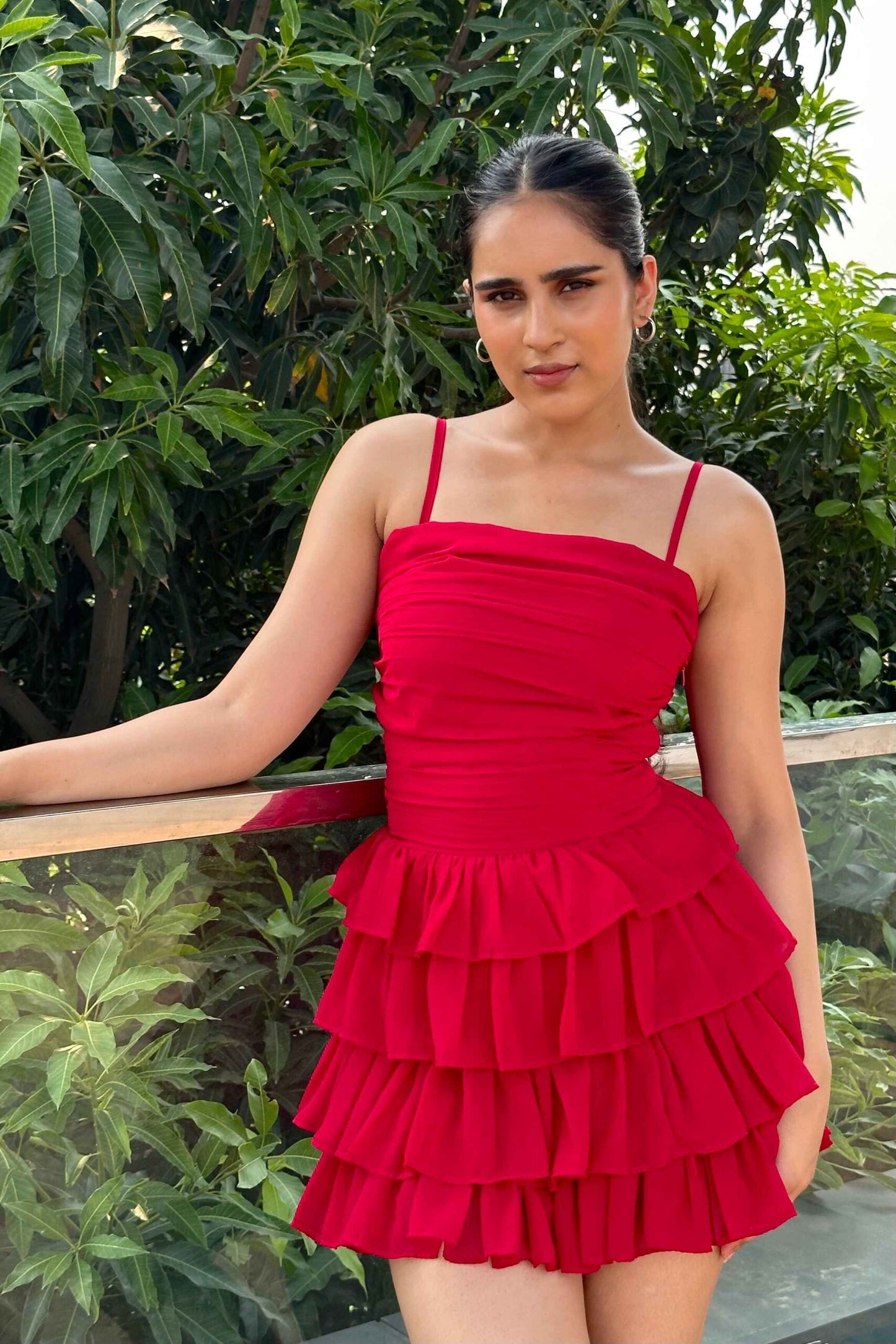 ROSE - Turkey Red Ruffle dress