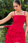 ROSE - Turkey Red Ruffle dress