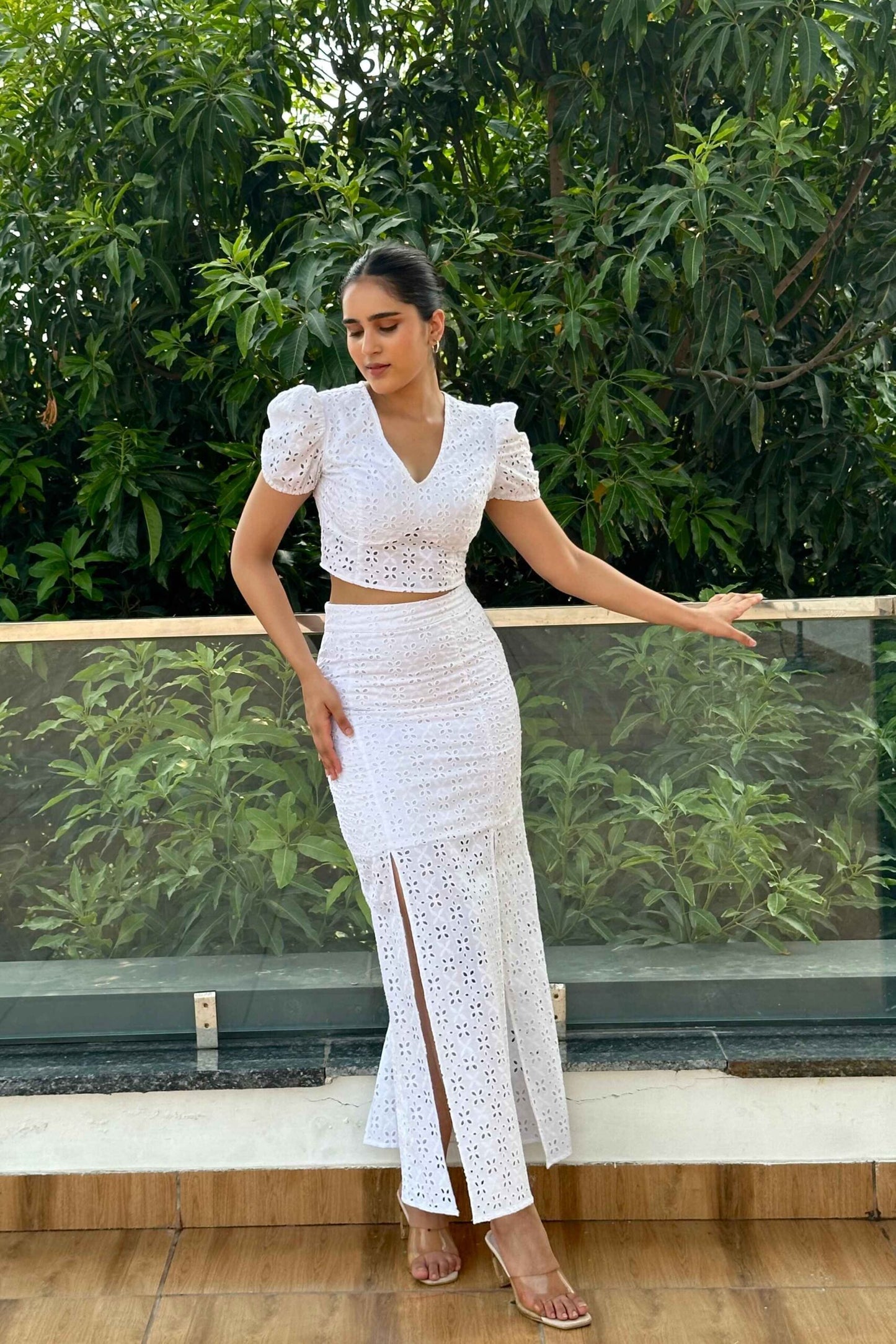 RAPUNZEL - Cotton Schiffli White Coord set