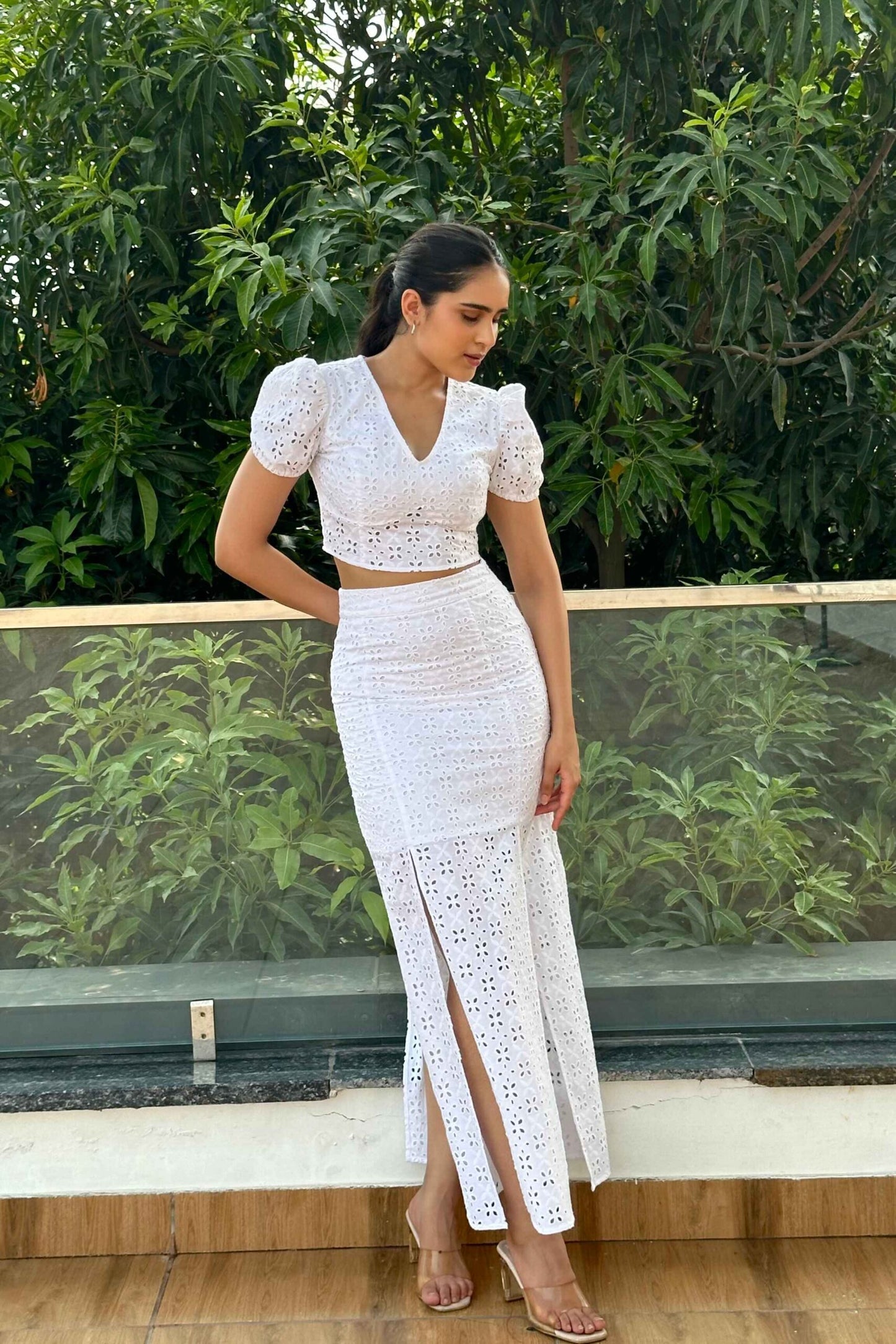 RAPUNZEL - Cotton Schiffli White Coord set