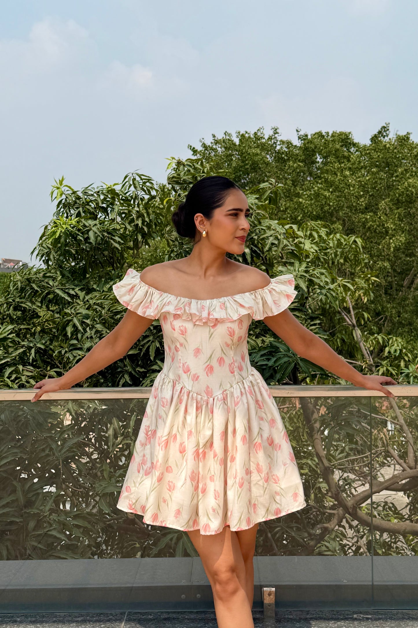 Petal Bloom Cotton Mini Dress