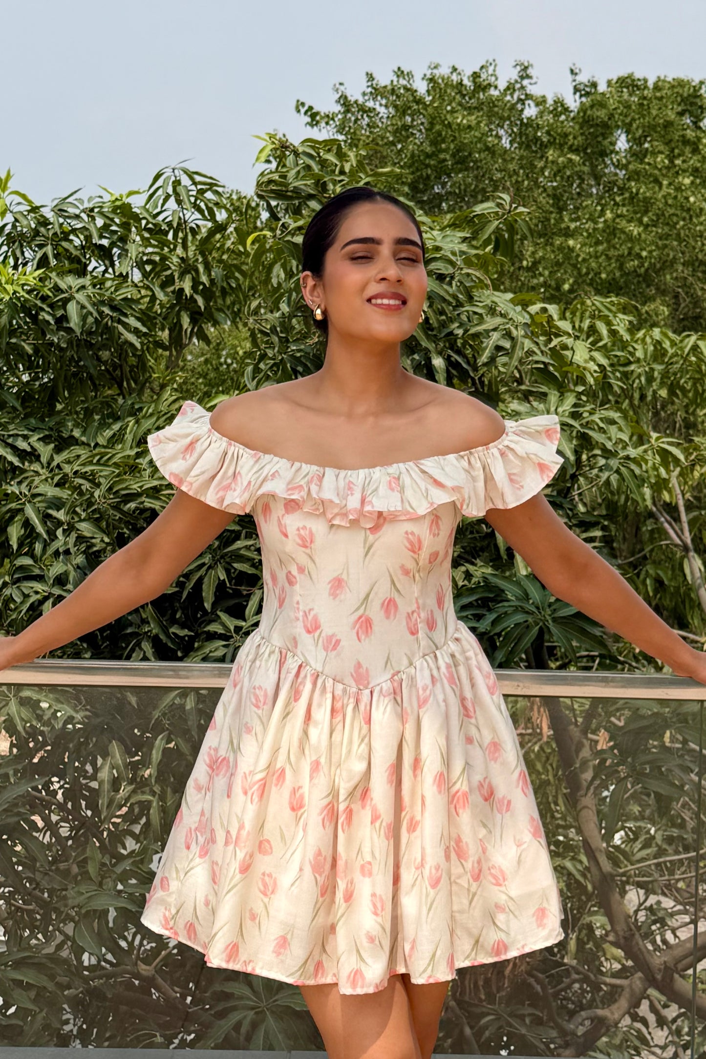 Petal Bloom Cotton Mini Dress