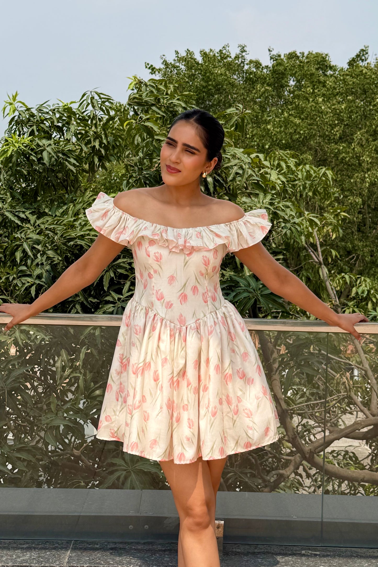 Petal Bloom Cotton Mini Dress