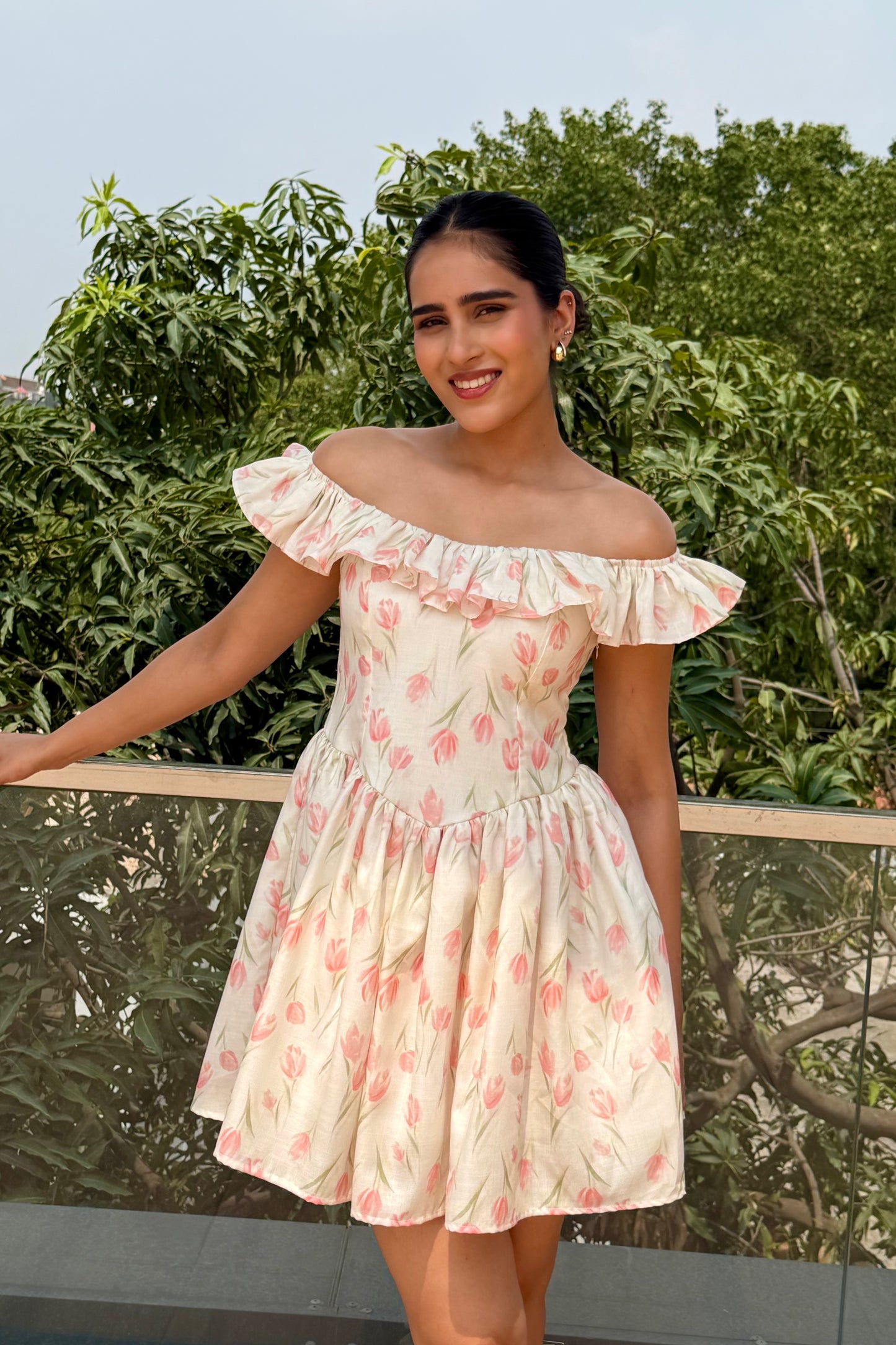 Petal Bloom Cotton Mini Dress