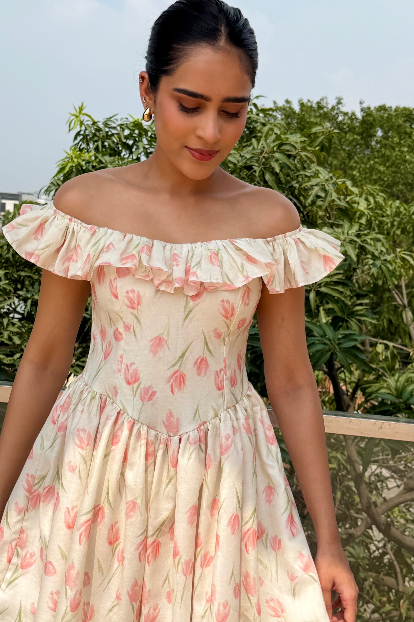 Petal Bloom Cotton Mini Dress