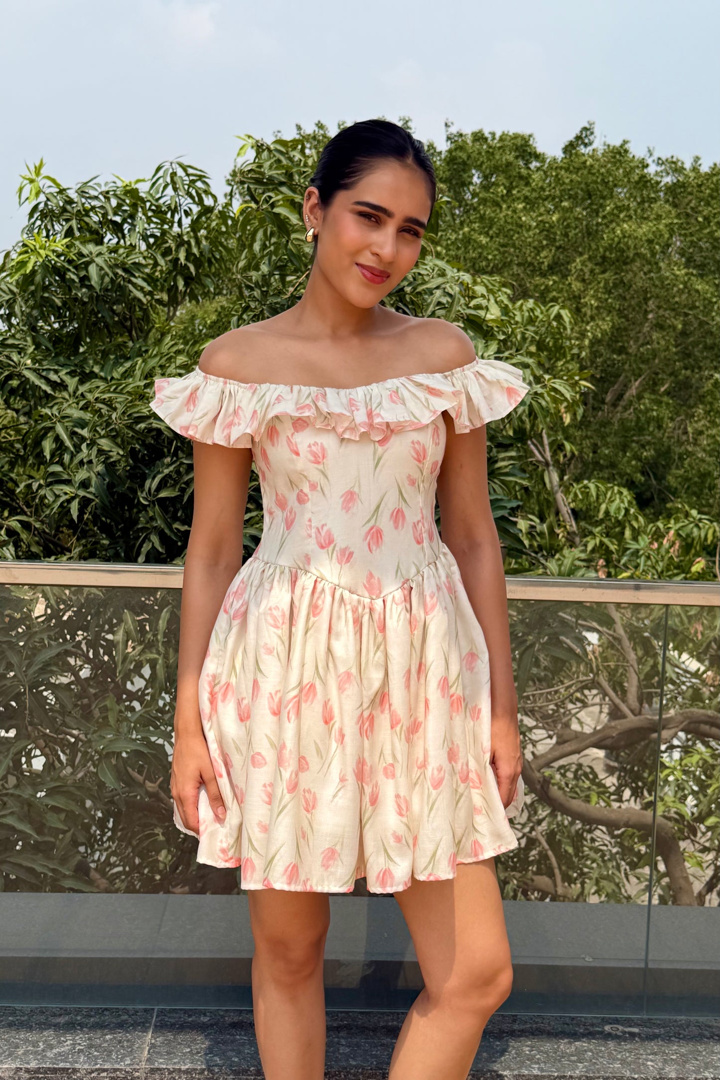 Petal Bloom Cotton Mini Dress