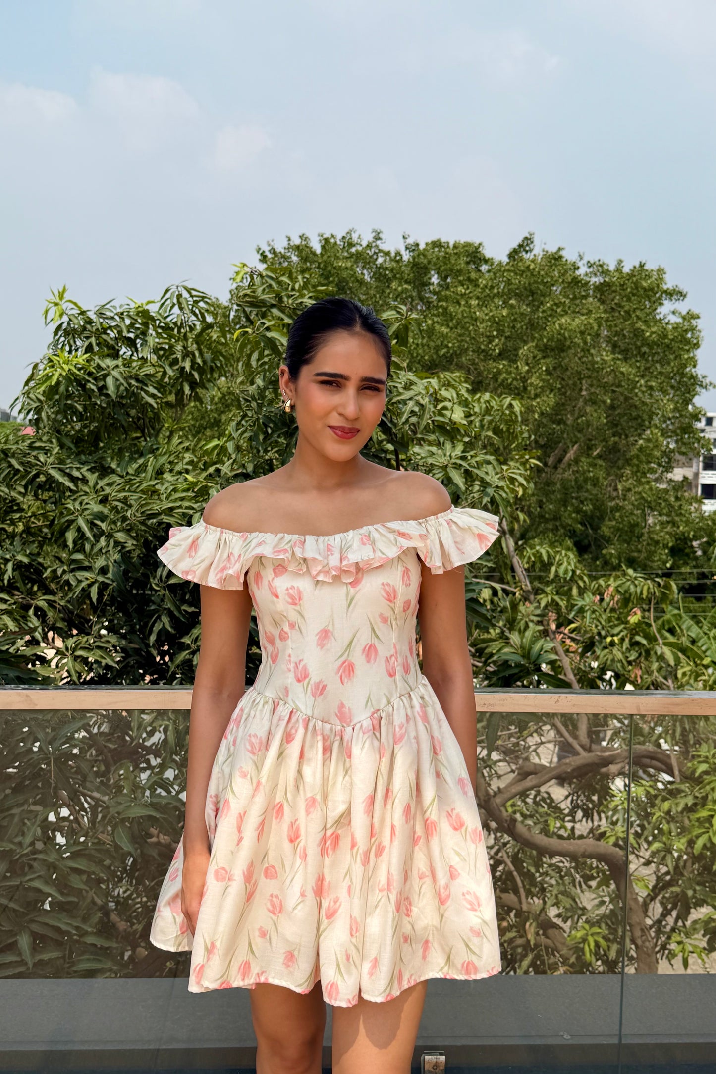 Petal Bloom Cotton Mini Dress