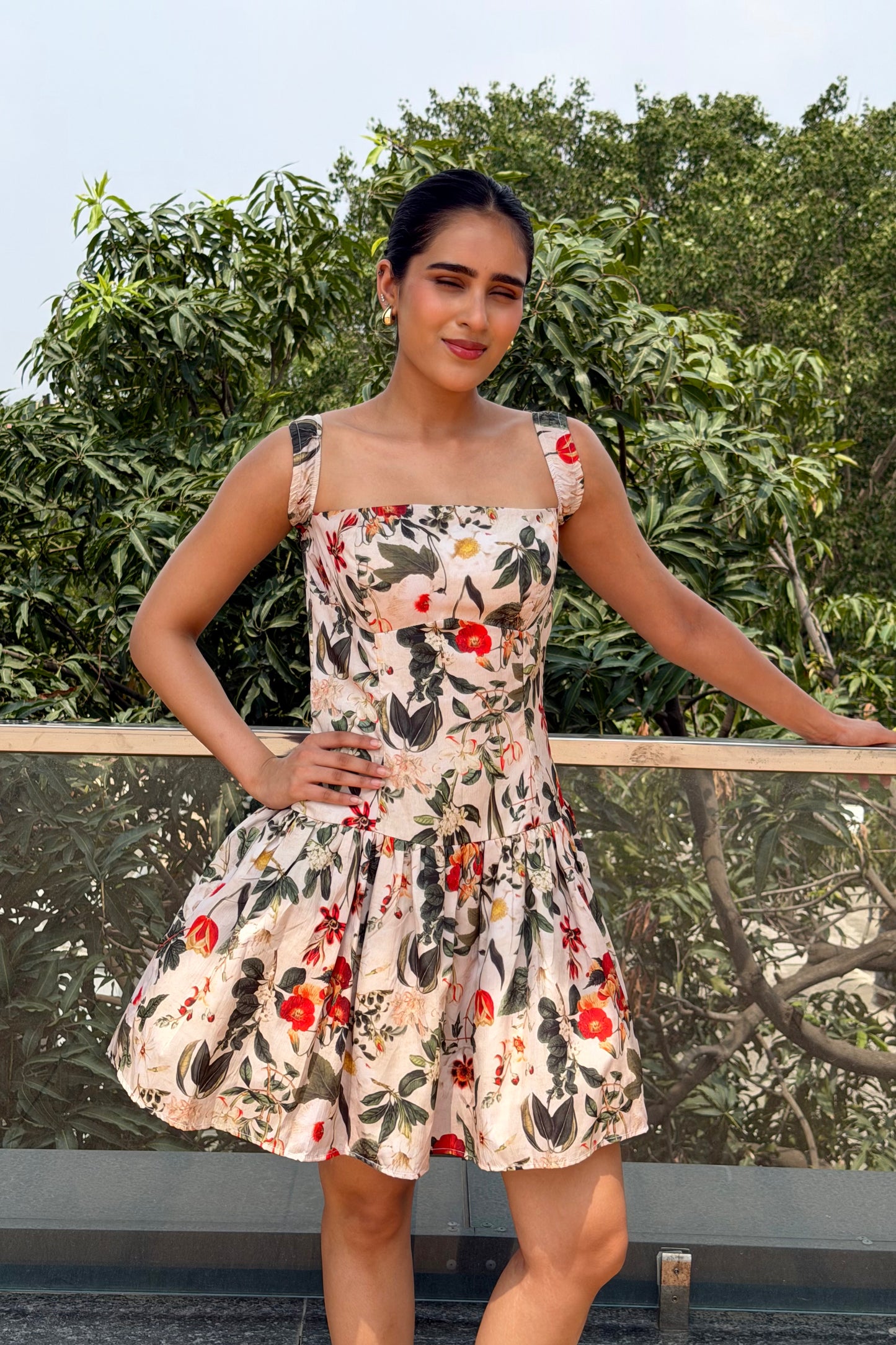 Scarlet Bloom Mini Dress