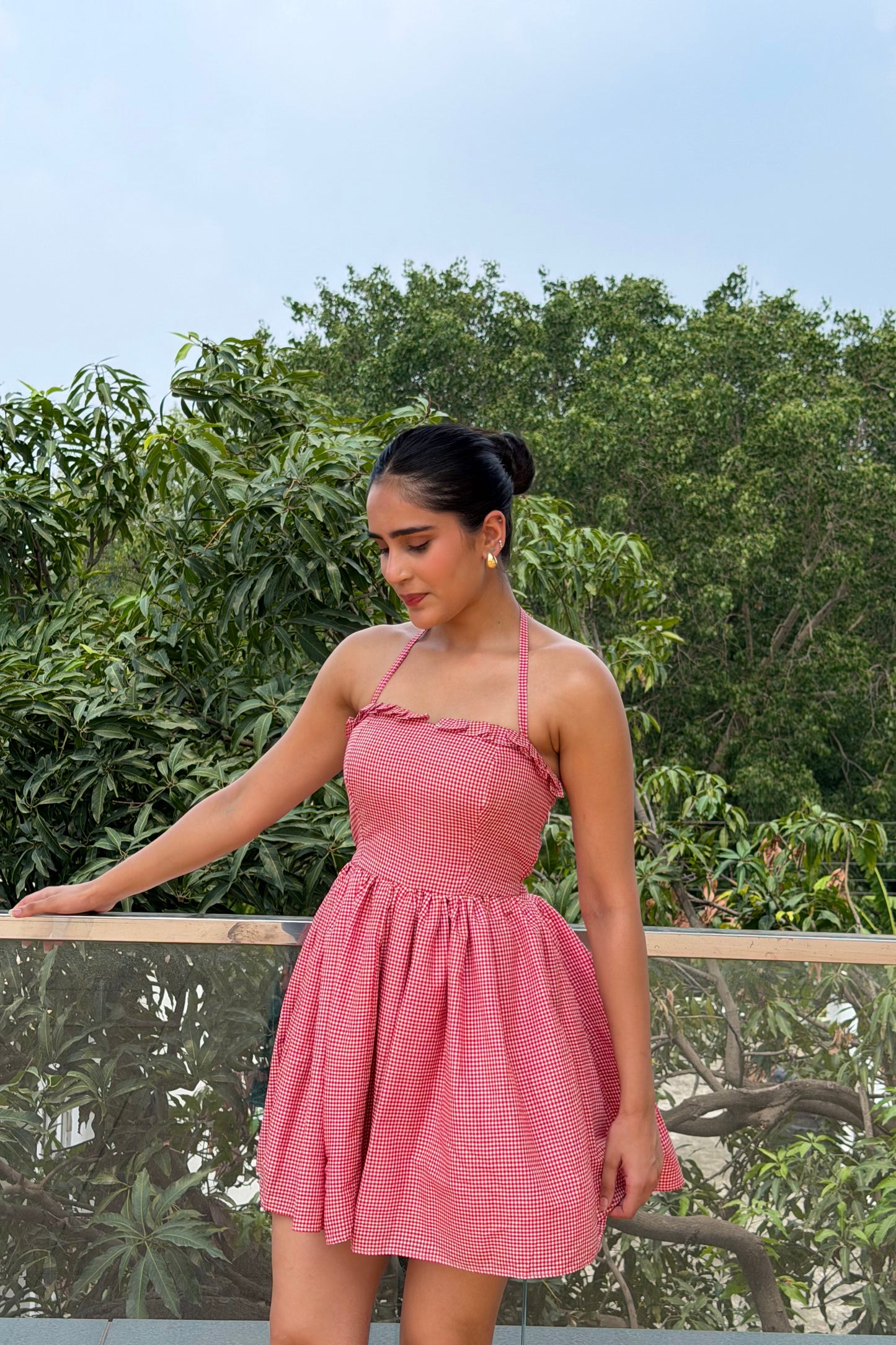 Rosé Picnic Gingham Mini Dress