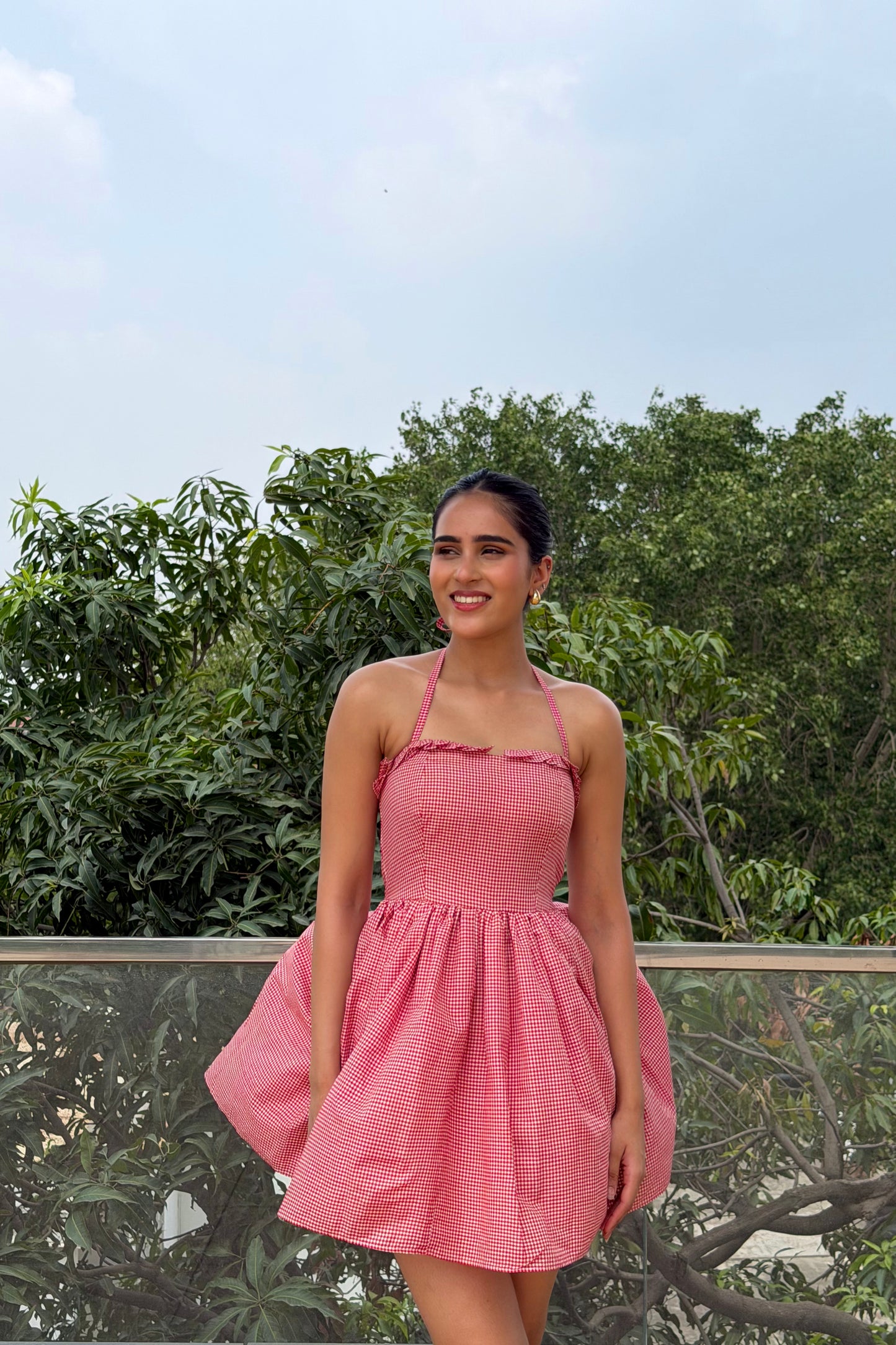 Rosé Picnic Gingham Mini Dress