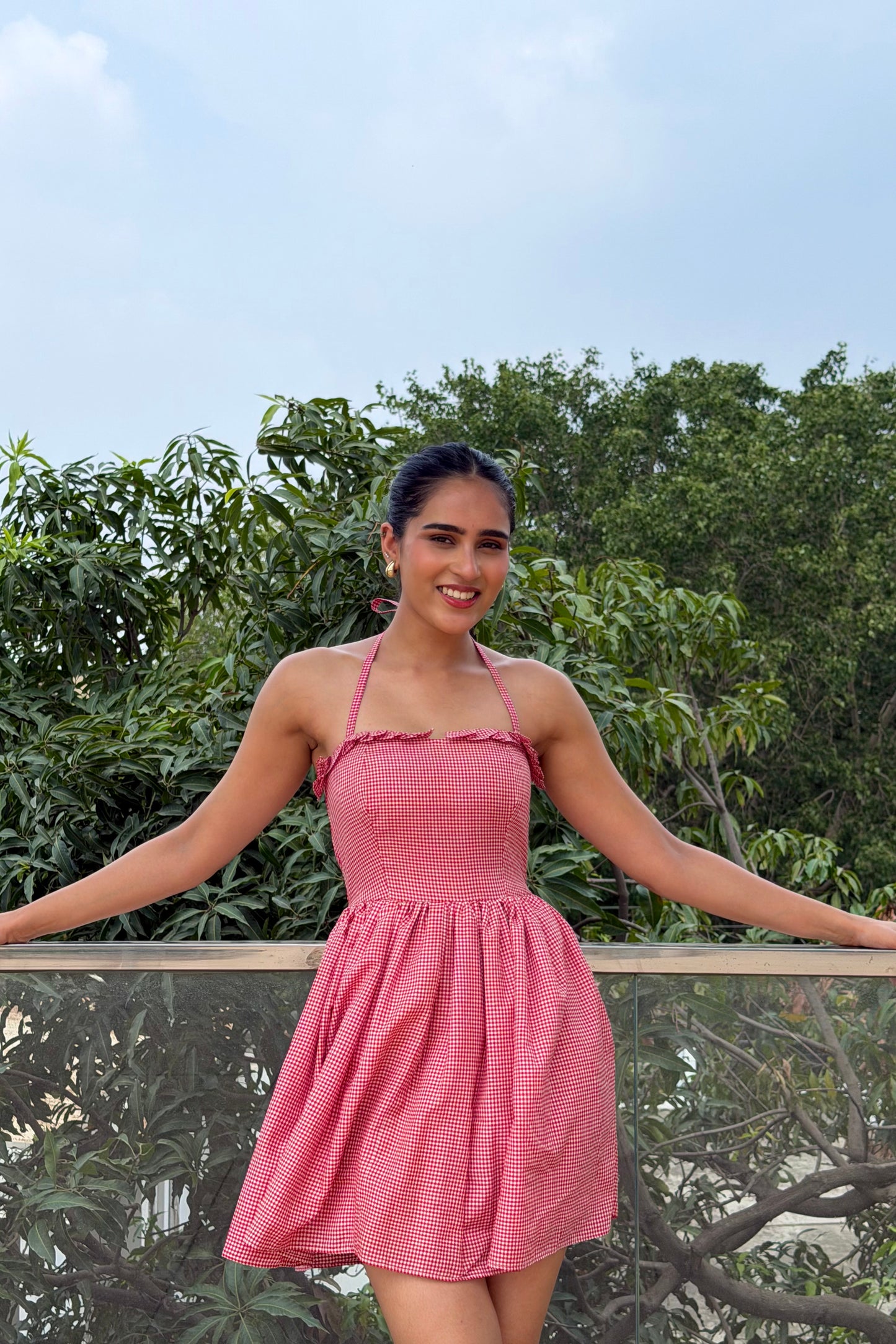 Rosé Picnic Gingham Mini Dress