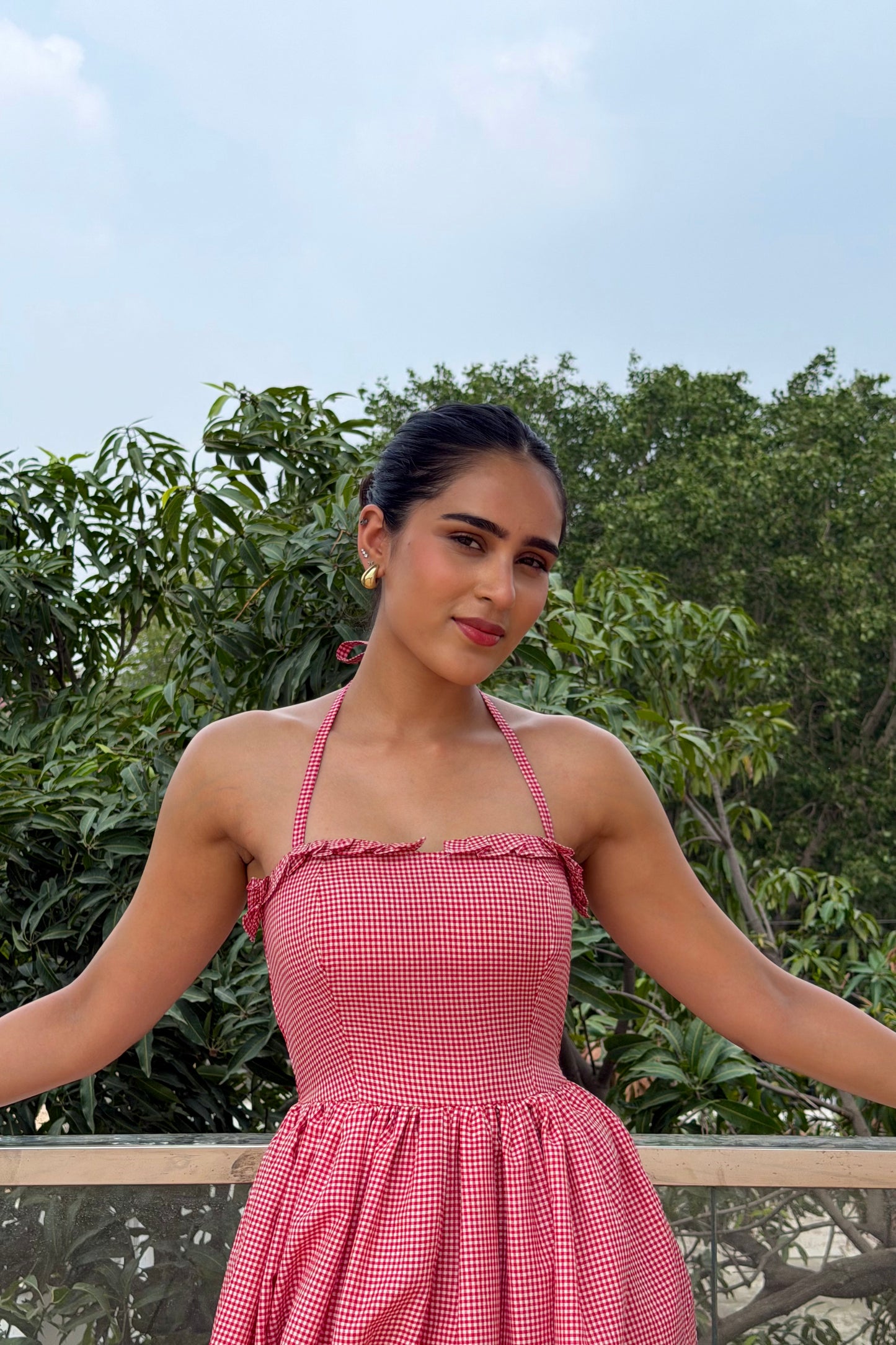 Rosé Picnic Gingham Mini Dress