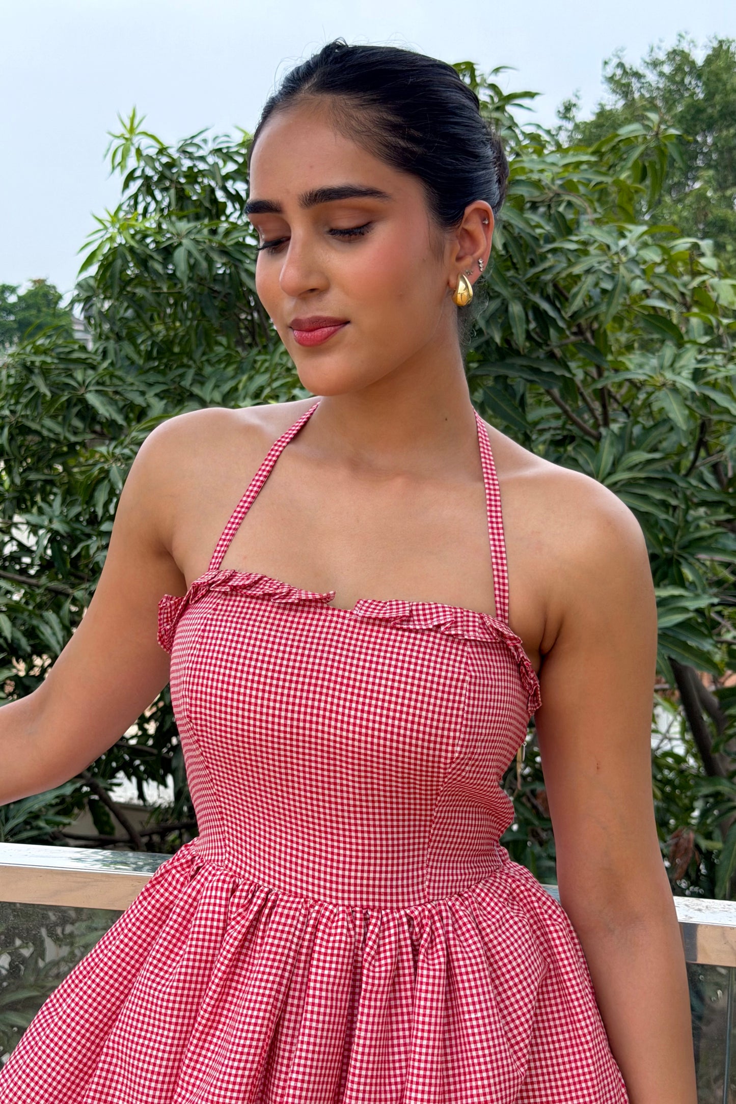 Rosé Picnic Gingham Mini Dress