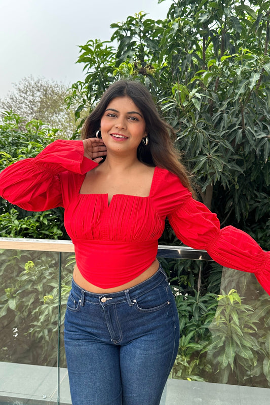 Main character vibe - Cotton Red top