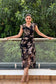NIGHTINGALE - Printed Black Frill dress