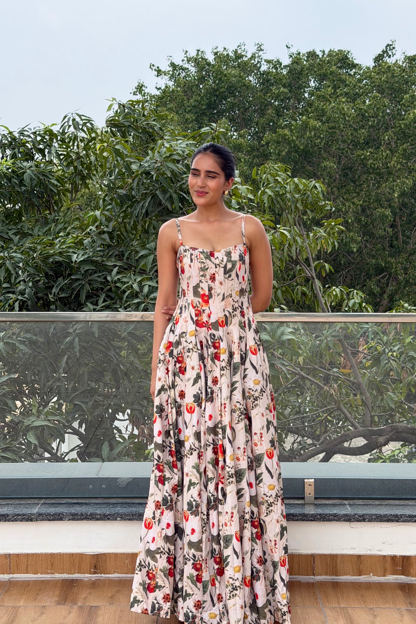 Scarlet Blossom Maxi Dress
