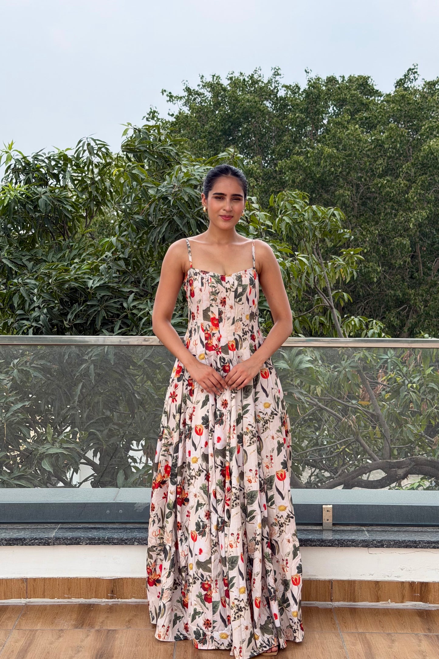 Scarlet Blossom Maxi Dress