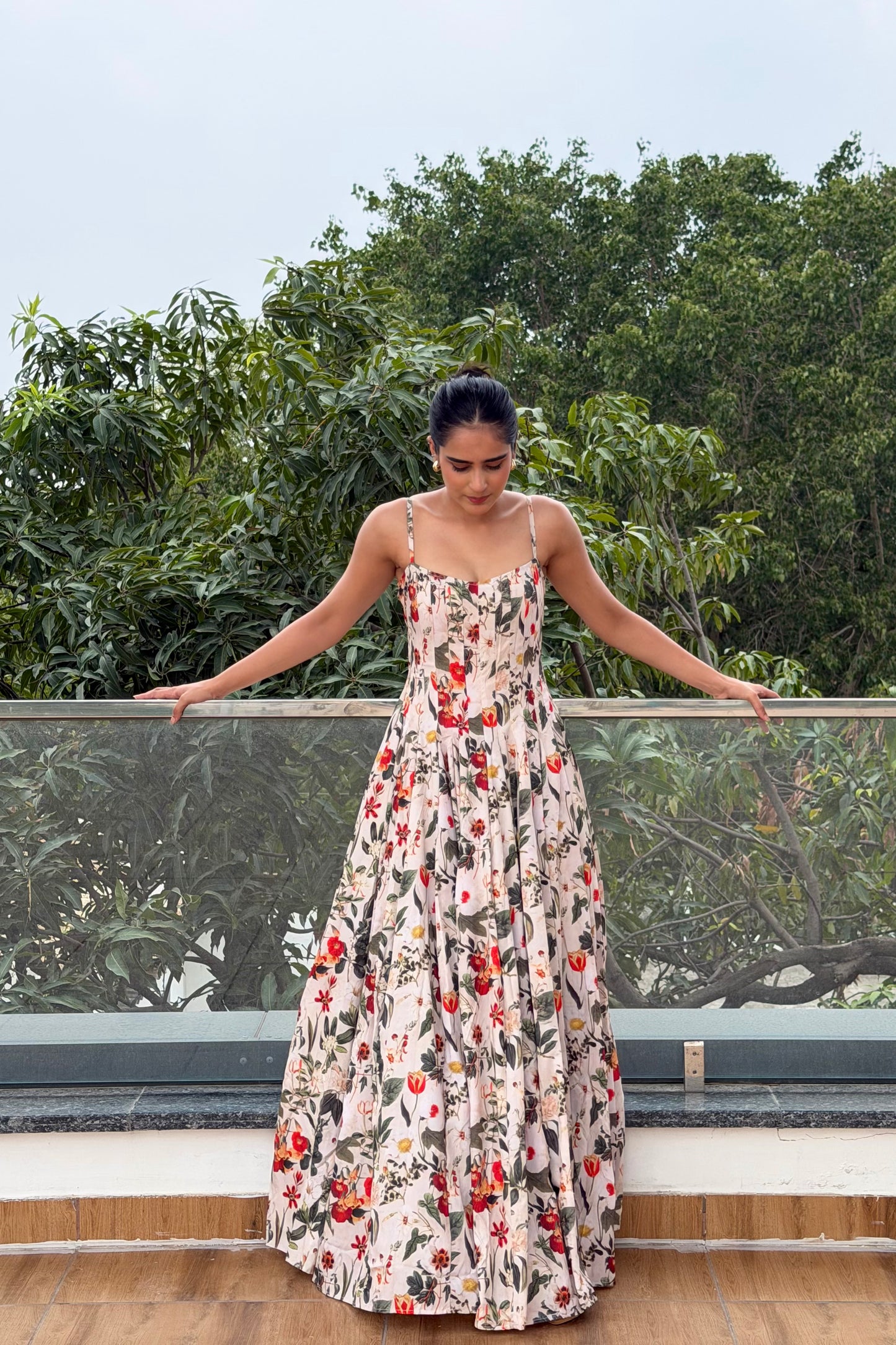 Scarlet Blossom Maxi Dress