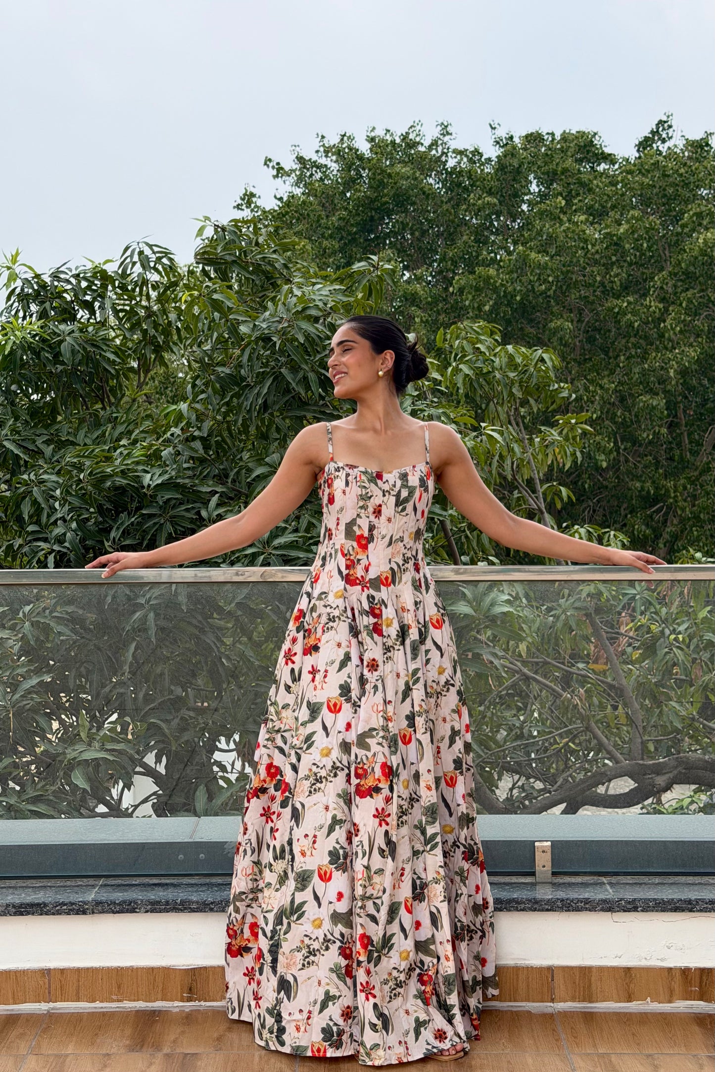 Scarlet Blossom Maxi Dress