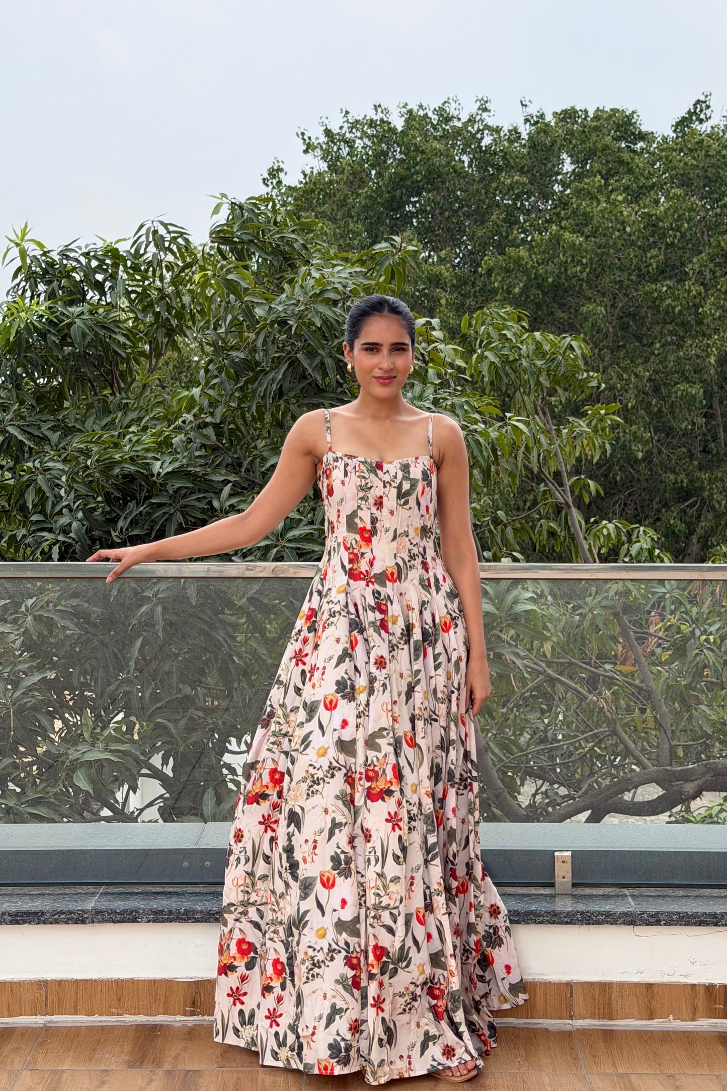 Scarlet Blossom Maxi Dress