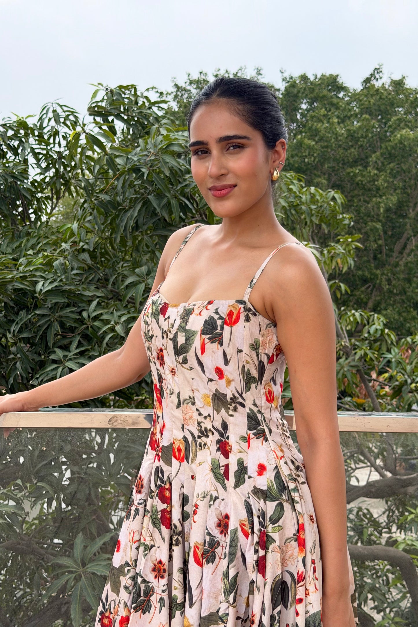 Scarlet Blossom Maxi Dress
