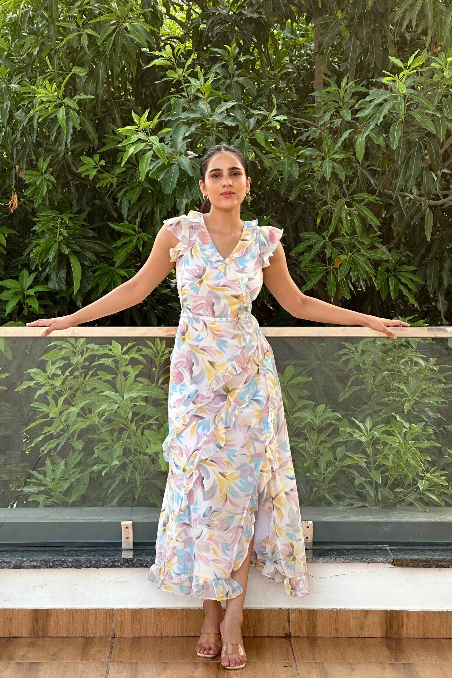 PRINCESS - Printed Frill Midi dress